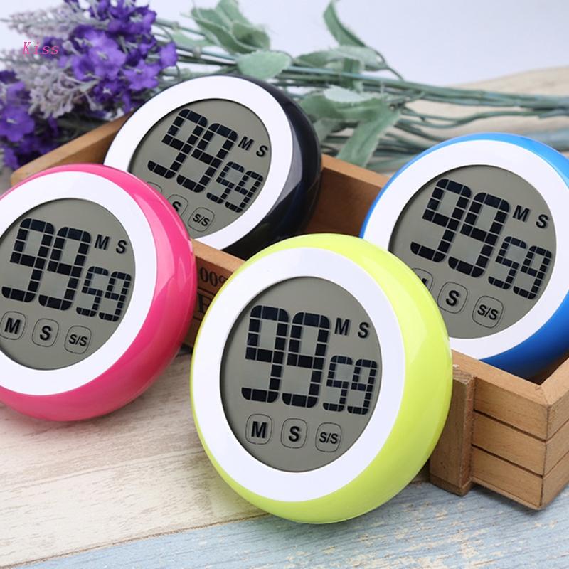 Timer Digital Magnetik Bentuk Bulat Layar LCD Touch Screen Untuk Ruang Kelas Anak