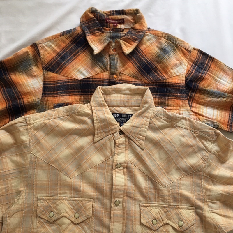 kemeja flanel defect sale get 2 (cuma satu baju yg defect)