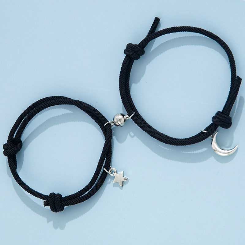 2Pcs Gelang Couple Magnet Bintang Bulan Each Other Attract Pasangan Pria Dan Wanita Aksesoris