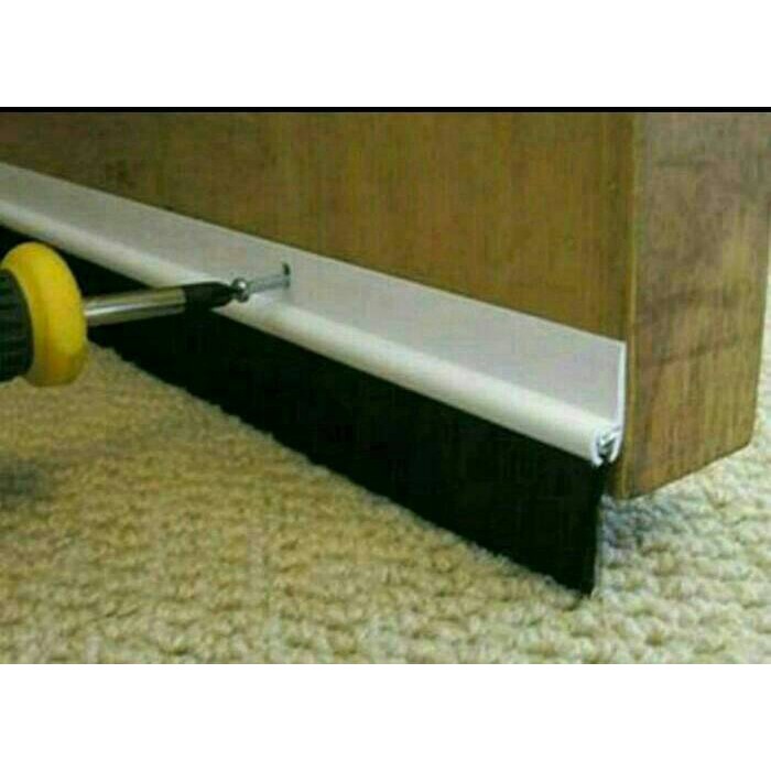 Door Bottom Seal Bulu Putih Coklat 1 Meter Penutup Celah Bawah Pintu / Moher
