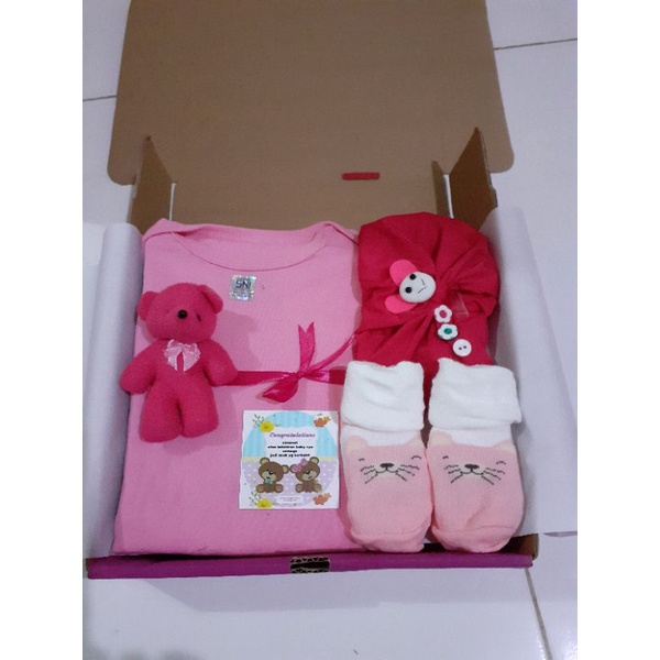 0Hampers Bayi Newborn Baby Gift Set Unisex Kado Lahiran Parcel Bayi Laki-laki Perempuan-Pink