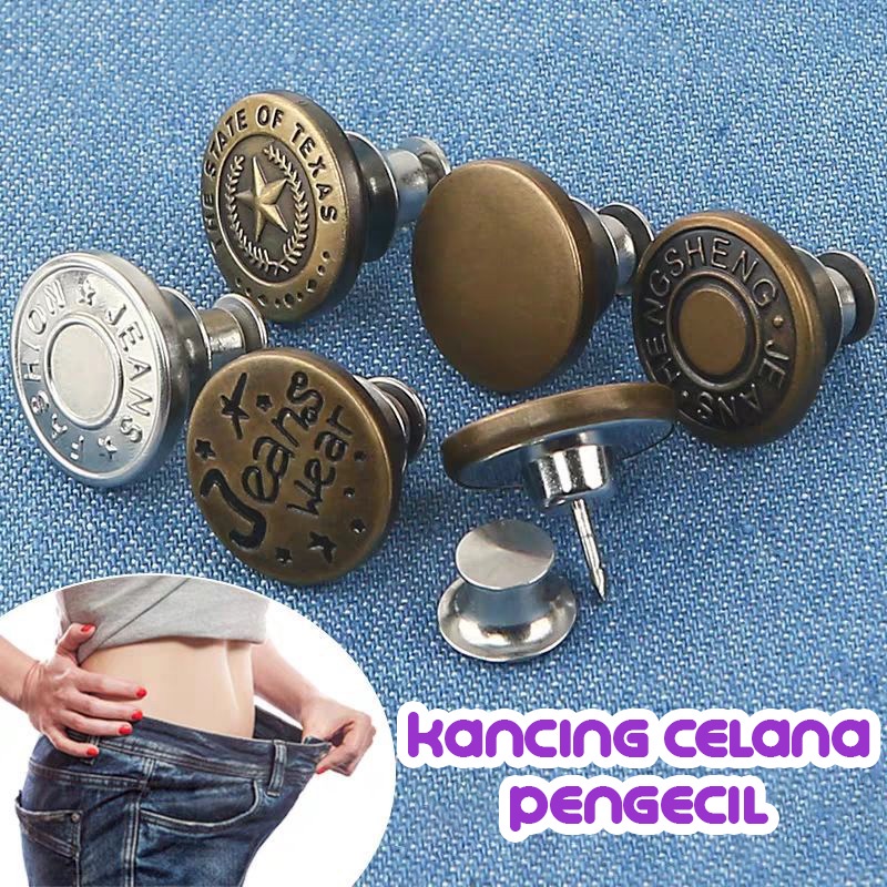 OVERFLOWS.ID ✿ 1 SET KANCING PENGECIL JEANS ADJUSTABLE KANCING PENGAIT CELANA JEANS / KANCING CELANA PINGGANG YANG BISA DILEPAS BISA MENGURANGI LINGKAR