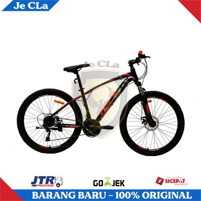Sepeda Gunung MTB 26 Inch TREX XT 787 Steel 21 Speed Disc Brake - Hitam Orange