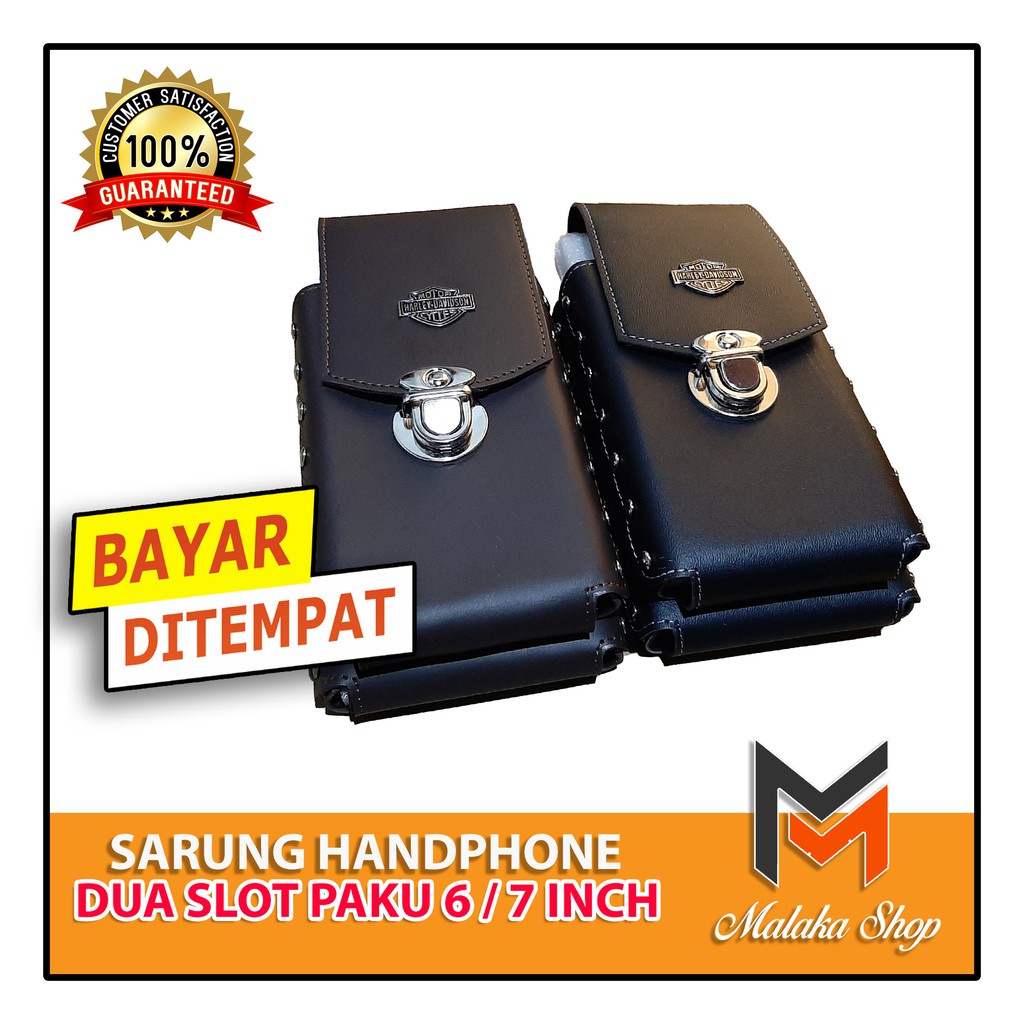 Sarung hp pinggang pria dua slot ukuran 7 inci BIG SIZE dompet hp pinggang pria hitam coklat
