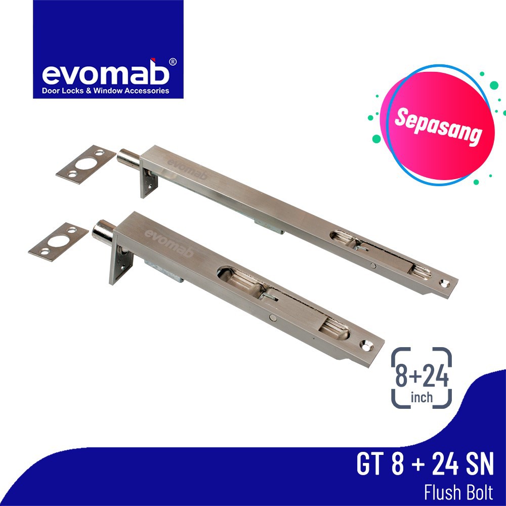 evomab Grendel Tanam Pintu / Flush Bolt evomab GT 8 + 12" / 24"