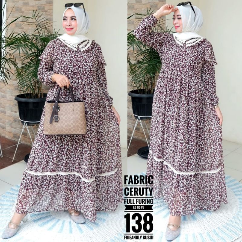 gamis wanita dewasa bunga bunga