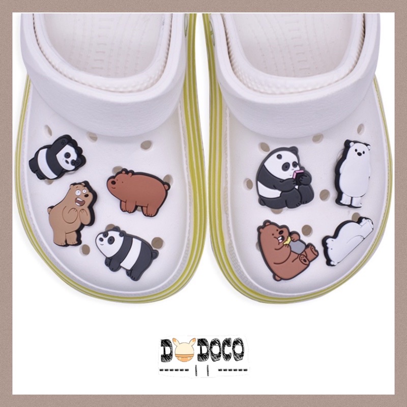 Aksesoris Jibbtiz Sepatu Crocs Lucu Motif Bare Bear DD-03