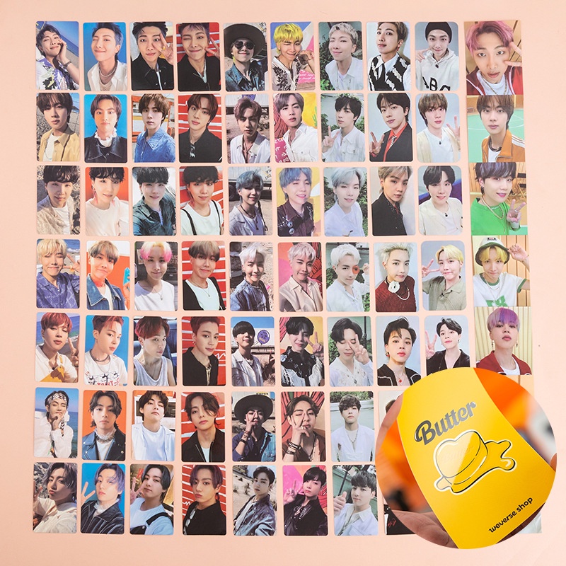 Kpop BTS Butter Album Krim Peaches Ver. Stiker Strip Kartu Foto Lipat Untuk Koleksi ARMY