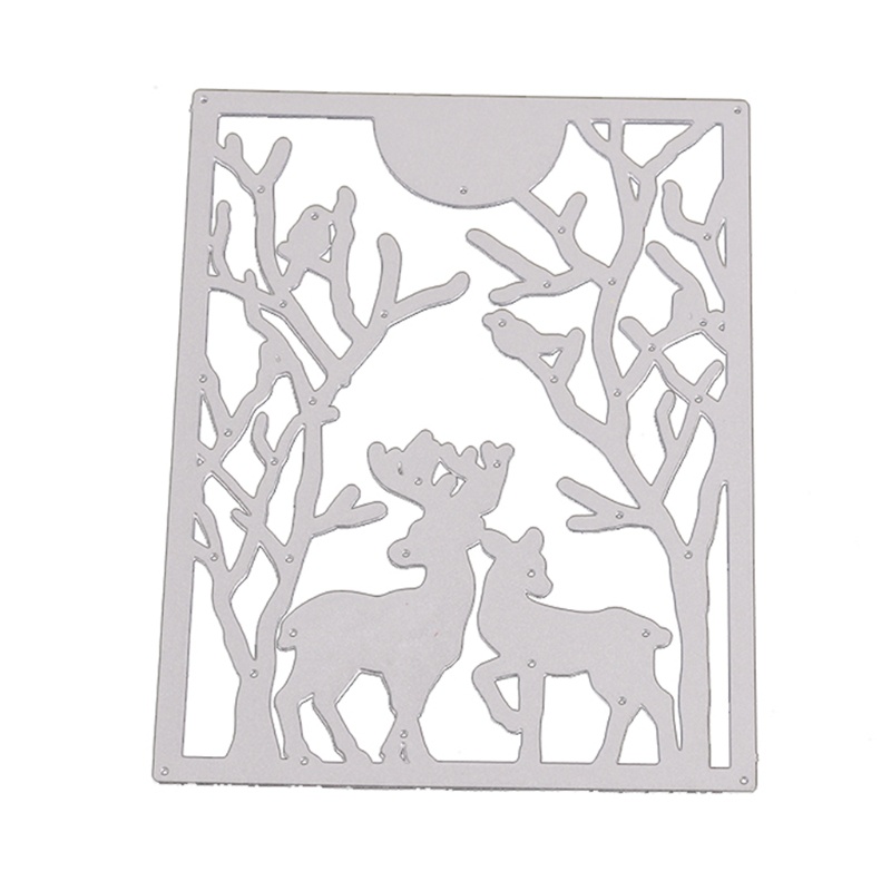 Cetakan Stensil Cutting Dies Motif Rusa Natal Bahan Metal Untuk Scrapbook / Craft Diy