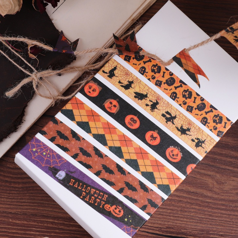 Zzz 24 Rol Tape / Selotip Washi Motif Labu / Kelelawar / Tengkorak Halloween Untuk Dekorasi Scrapbook DIY