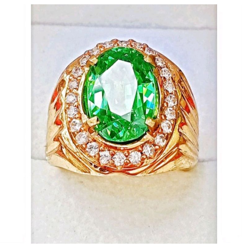 Cincin Permata Green Aquamarine Original -Top Luster