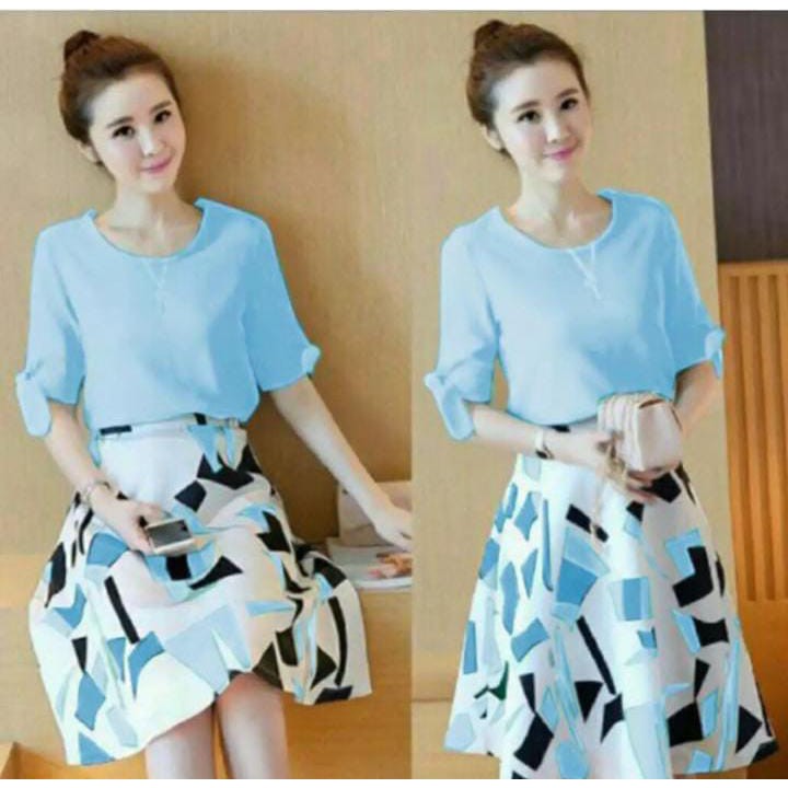 QFS SETELAN SKIRT DIAMOND / BIRU / FIT TO L / GOOD QUALITY