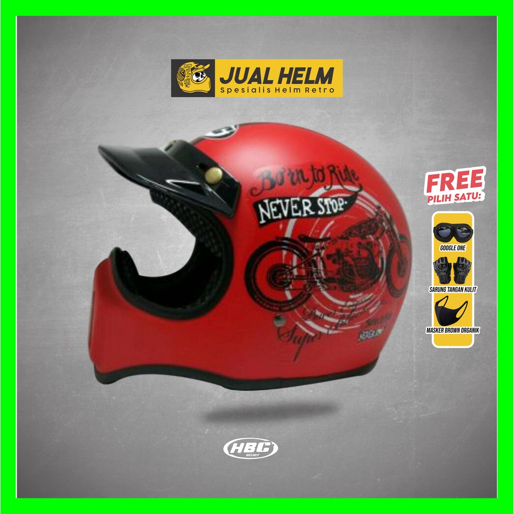 HELM CAKIL HBC BORN TO RIDE MERAH