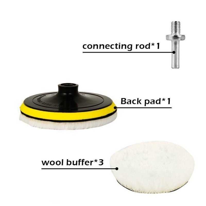 Mata Bor Poles Pad Polishing Wol Waxing Wheel 5 Inch 3Pcs Wool Buffer