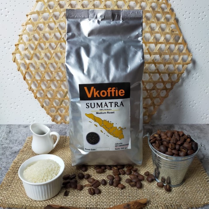 

vd201r Vkoffie Roasted Bean Robusta Sumatra 550 Gr - Medium, Biji Ds20X11