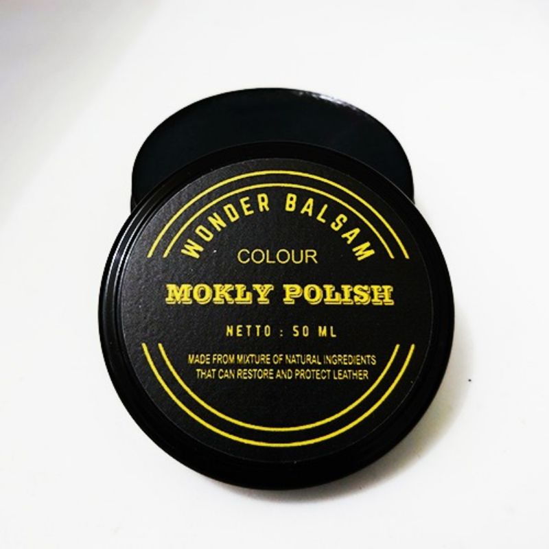 semir sepatu / wonder balsam / leather care black 50 gram