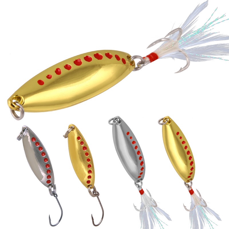 1pc Umpan Pancing Spoon Spinner Bahan Metal 7.5g 10g 15g 20g Dengan Bulu Fishing Lure