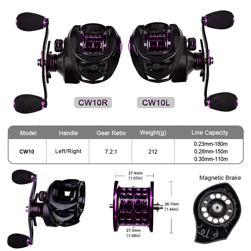 Reel Pancing Baitcasting 12bb Max Drag 7.2: 1 10kg Untuk Outdoor