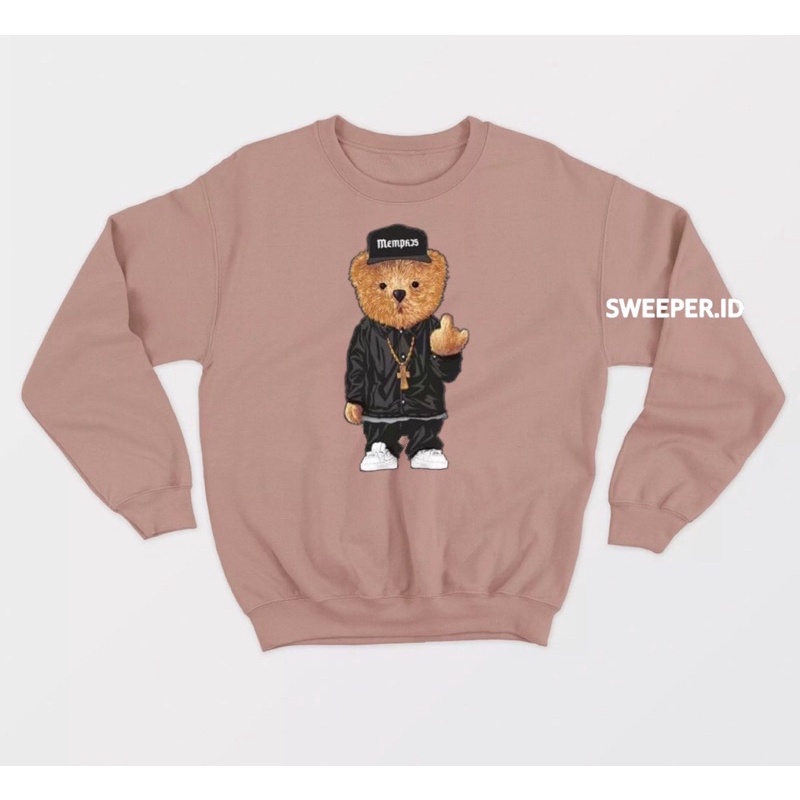 HIP-HOP TEDDY BEAR SABLON PRINTING BAHAN FLEECE
