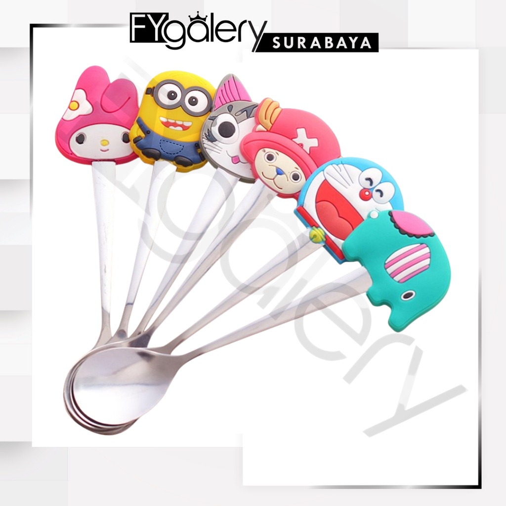 FYGALERYSURABAYA HL0004 Sendok Teh Mini Karakter Cartoon Kecil Stainless