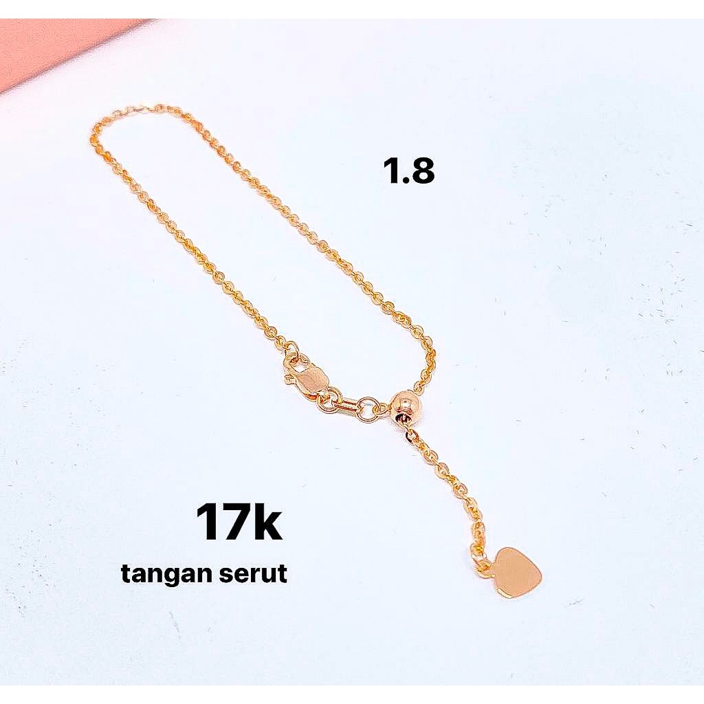 Rantai tangan SERUT anak dan dewasa emas asli kadar 750 75 17k gelang tiger kilat nikita korean padat adjustabledewasa anak rosegold whitegold ringan 1 satu gram gr g terbaru elegan timeless