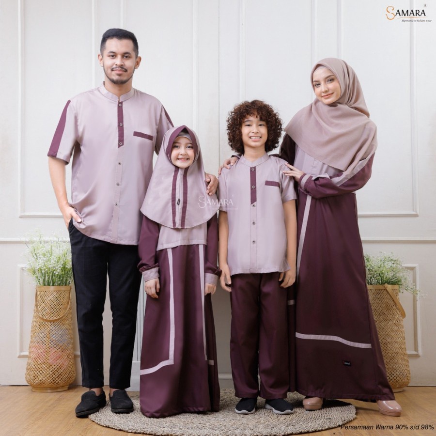 SARIMBIT SAMARA FASHION 2022 I03 BURGUNDY X MOCCA ORIGINAL GAMIS DEWASA G.I03 GAMIS ANAK GA.I03 KOKO