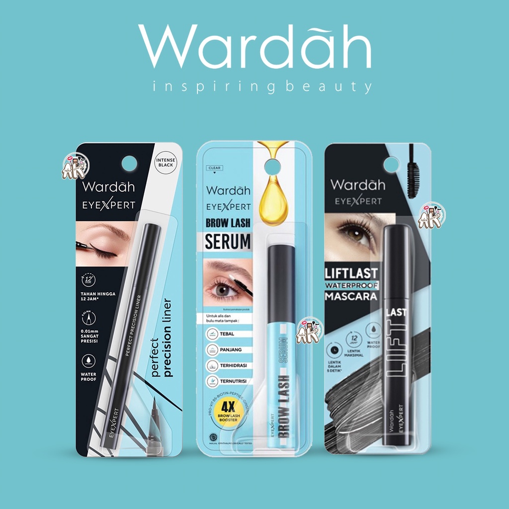 WARDAH EYEXPERT SERIES ( LIFTLAST WATERPROOF  MASCARA 8ML / BROW LASH SERUM 10ML / PERFECT PRECISION LINER 1ML )