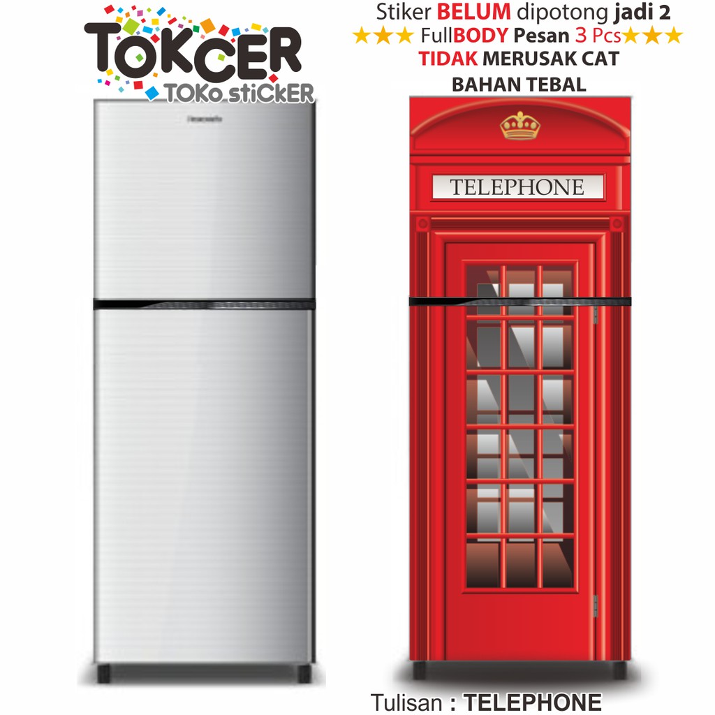 Sticker Kulkas 1 Pintu dan 2 Pintu RED BOX LONDON