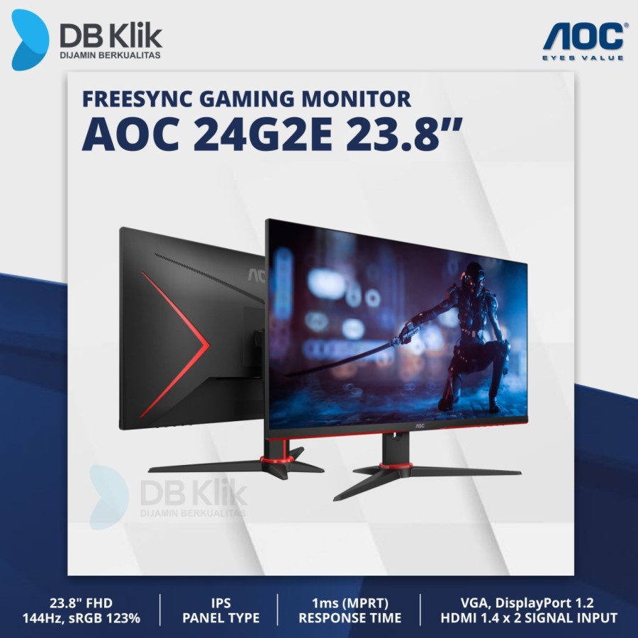 LED Monitor Gaming AOC 24G2E 23.8" 144Hz FHD HDMI DP - AOC 24G2E/70