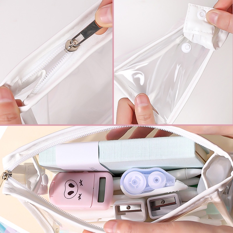 Japanese Large-Capacity Transparent Pencil Case Student Stationery Storage Pen Bag