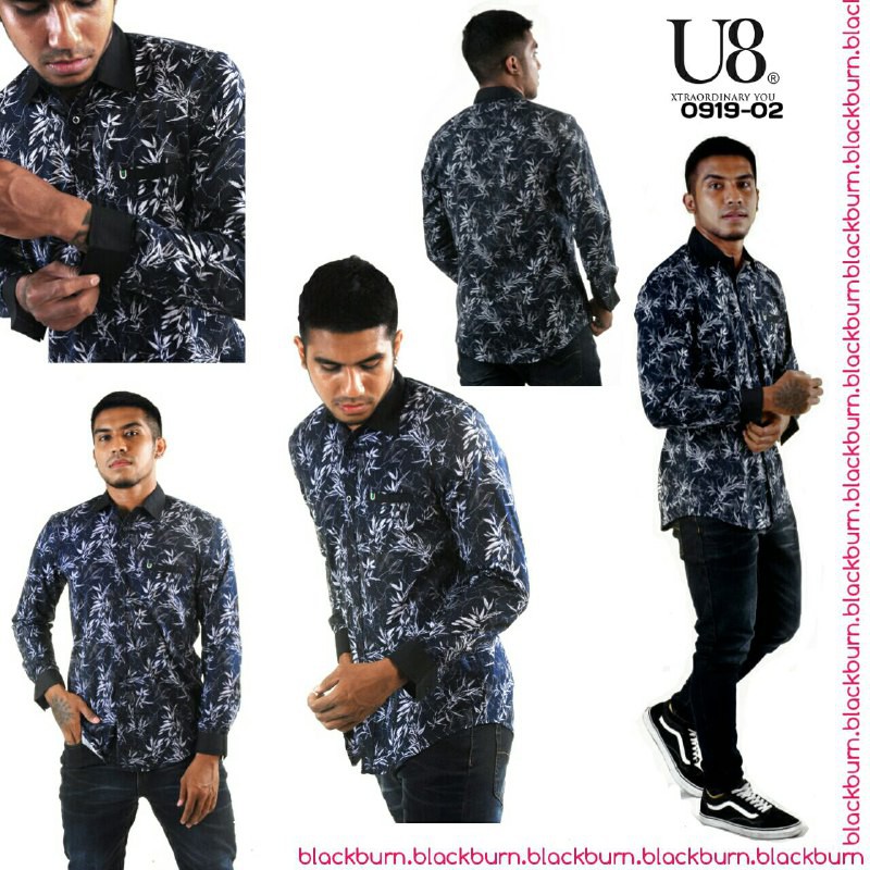 Kemeja pria kemeja kasual/Kemeja pria panjang motif/Kemeja laki laki lengan panjang/Manstyle/Hem U8