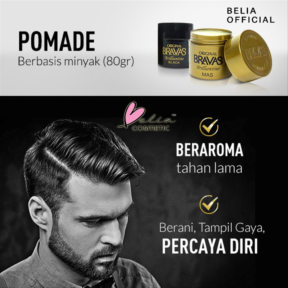 ❤ BELIA ❤ BRAVAS Pomade Brilliantine Minyak Rambut Line Blue Executive / Mas / Black 80g Brasov