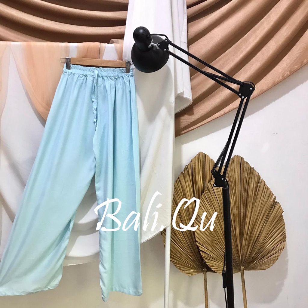 Basic Kulot Panjang Rayon Motif Bali-SKY BLUE