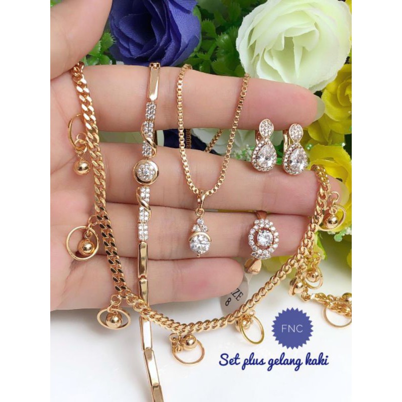 [xuping] paket perhiasan xuping set gelang kaki gold bola 220121