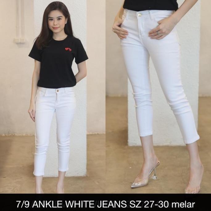 CELANA WANITA JEANS 7/9 ANKLE WHITE