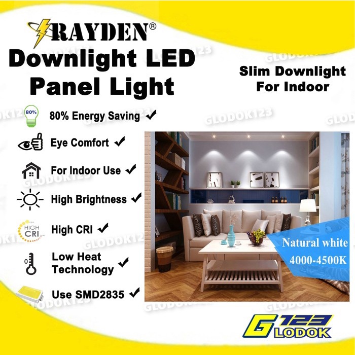 Lampu Downlight 6W 12W 18W Lampu LED Panel Light Indoor Rayden