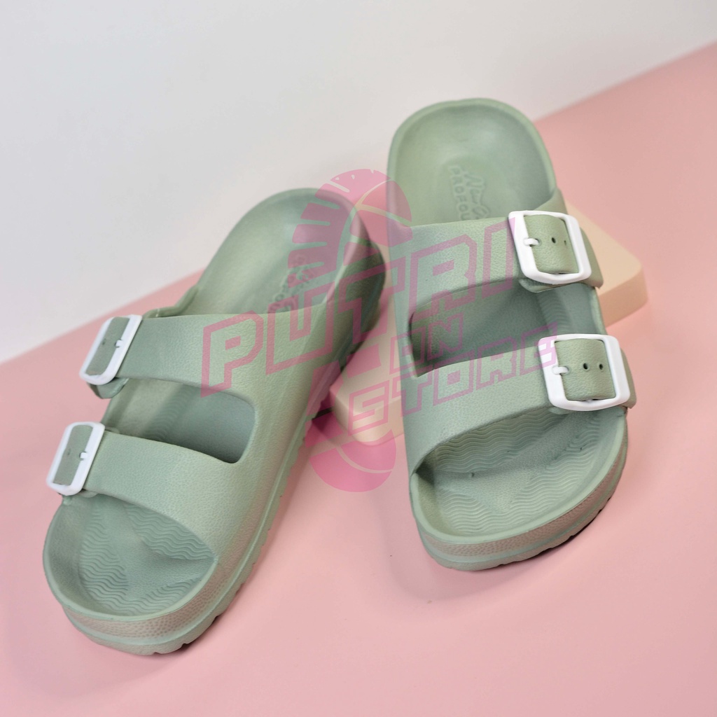 Sandal Selop Wanita gesper ban dua Kekinian Fashionable Model Dua Strap Terbaru Anti Slip NEW ERA 11024 | Sandal Wanita | sandal unisex | selop tren