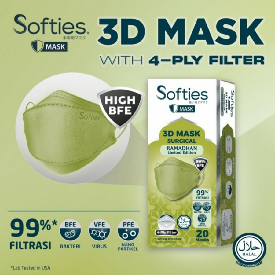 Masker Softies 3d Surgical Mask 4-Ply Edisi Ramadhan Limited Edition isi 20 Pcs