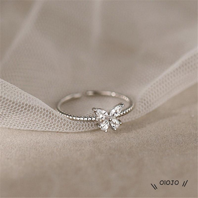 【COD】Cincin Kupu-Kupu Sederhana Cincin Jari Telunjuk Desain Kupu-Kupu Aksen Berlian Untuk Wanita
