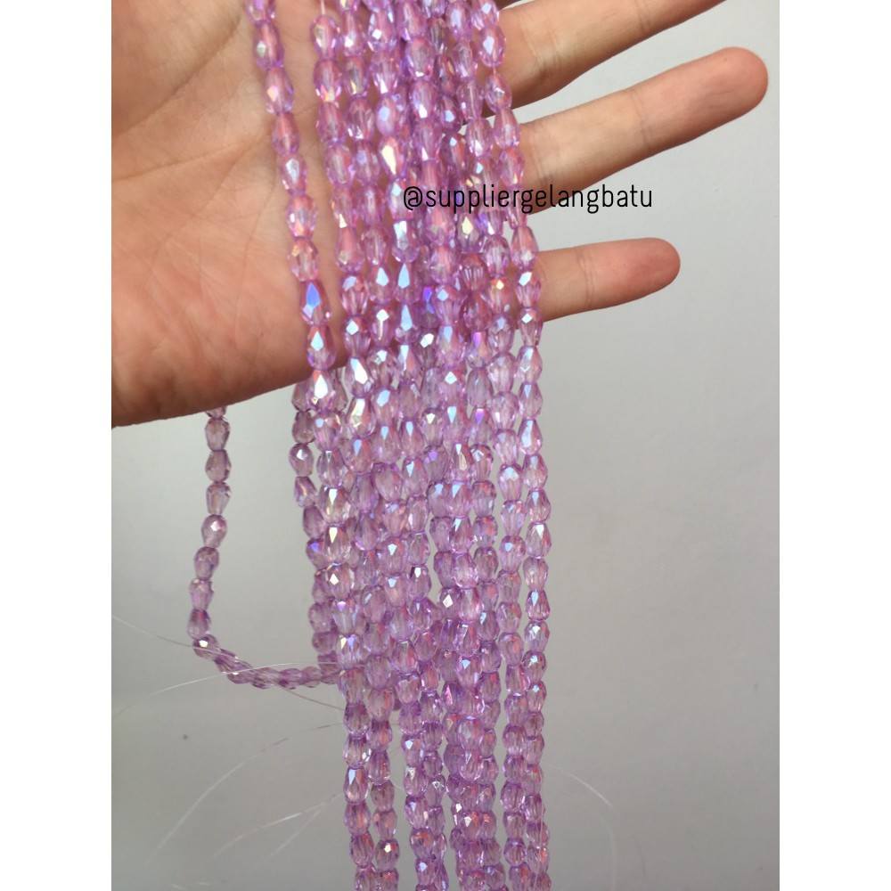 kristal Ceko tetes 10 x 6mm PURPLE UNGU crystal bening dagu PREMIUM supplier aksesoris grosir craft