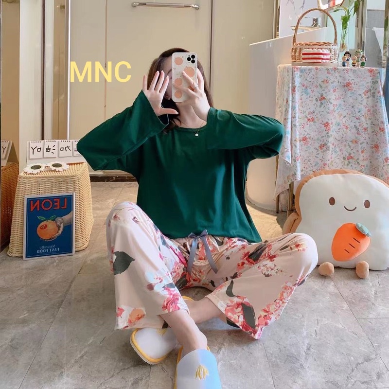 JC- Stelan Import Oversize Premium PP / Stelan piyama import Panjang  / piyama Korea Bigsize Import-Prem Flow Green PP