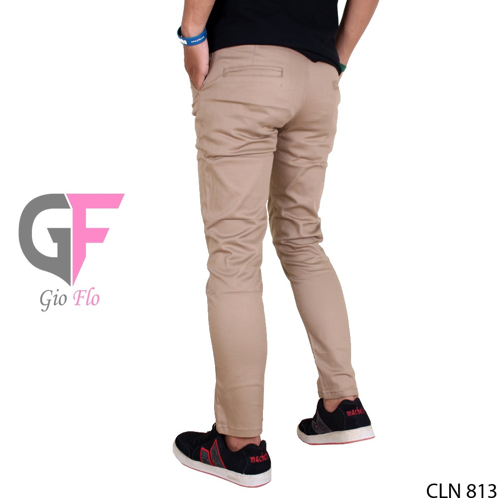 GIOFLO Celana Casual Kekinian Pria Chino Panjang Polos Coklat Tua / CLN 813