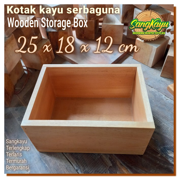 Kotak kayu 25x18x12cm kotak penyimpanan kotak parcel nampan wood tray