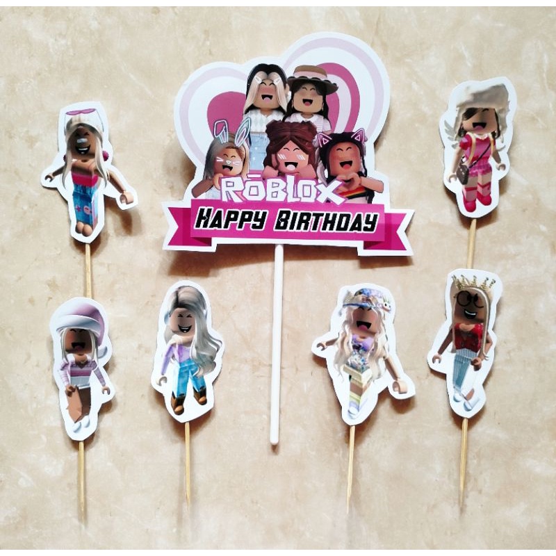 hiasan dekorasi kue cake topper ulang tahun karakter Roblox Girl / roblox perempuan / roblox wanita