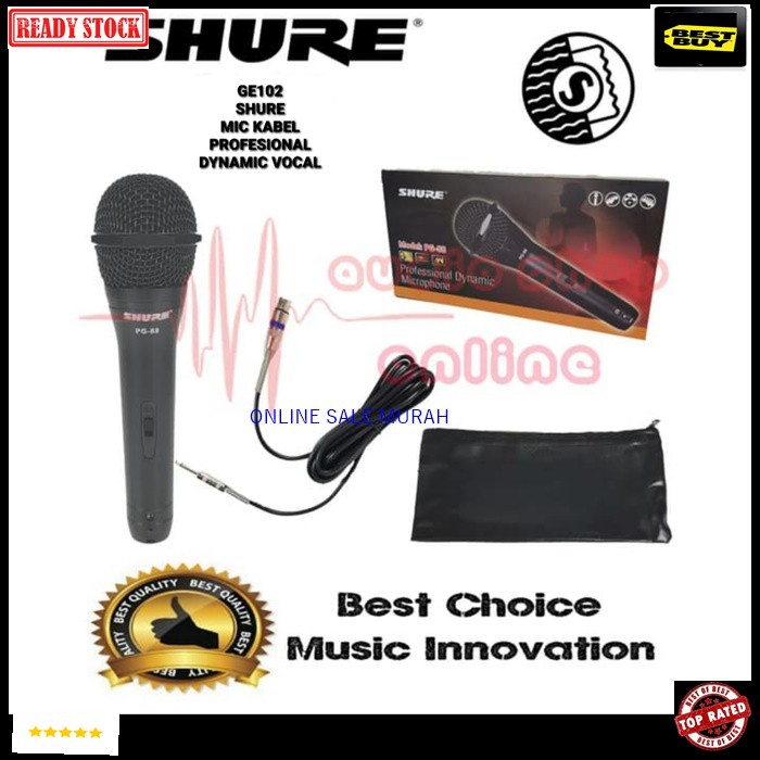 G102 SHURE legendary Mic kabel Microphone cable mik karaoke mikrophone vocal vokal artis audio sound system pengeras suara pro profesional dynamic legendaris G102   BISA SEGALA JENIS AUDIO SOUND  TERBUAT DARI BESI  GK PAKAI BATERAI COLOK Langsung nyala  1