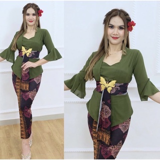 Image of Kebaya Moscref Polos Lengan Terompet/Set sepaket kebaya polos
