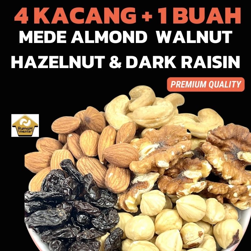 

TRAIL MIX CUSTOM KACANG BUAH KERING 500GR KACANG MEDE KACANG ALMOND HAZELNUT WALNUT DARK RAISIN
