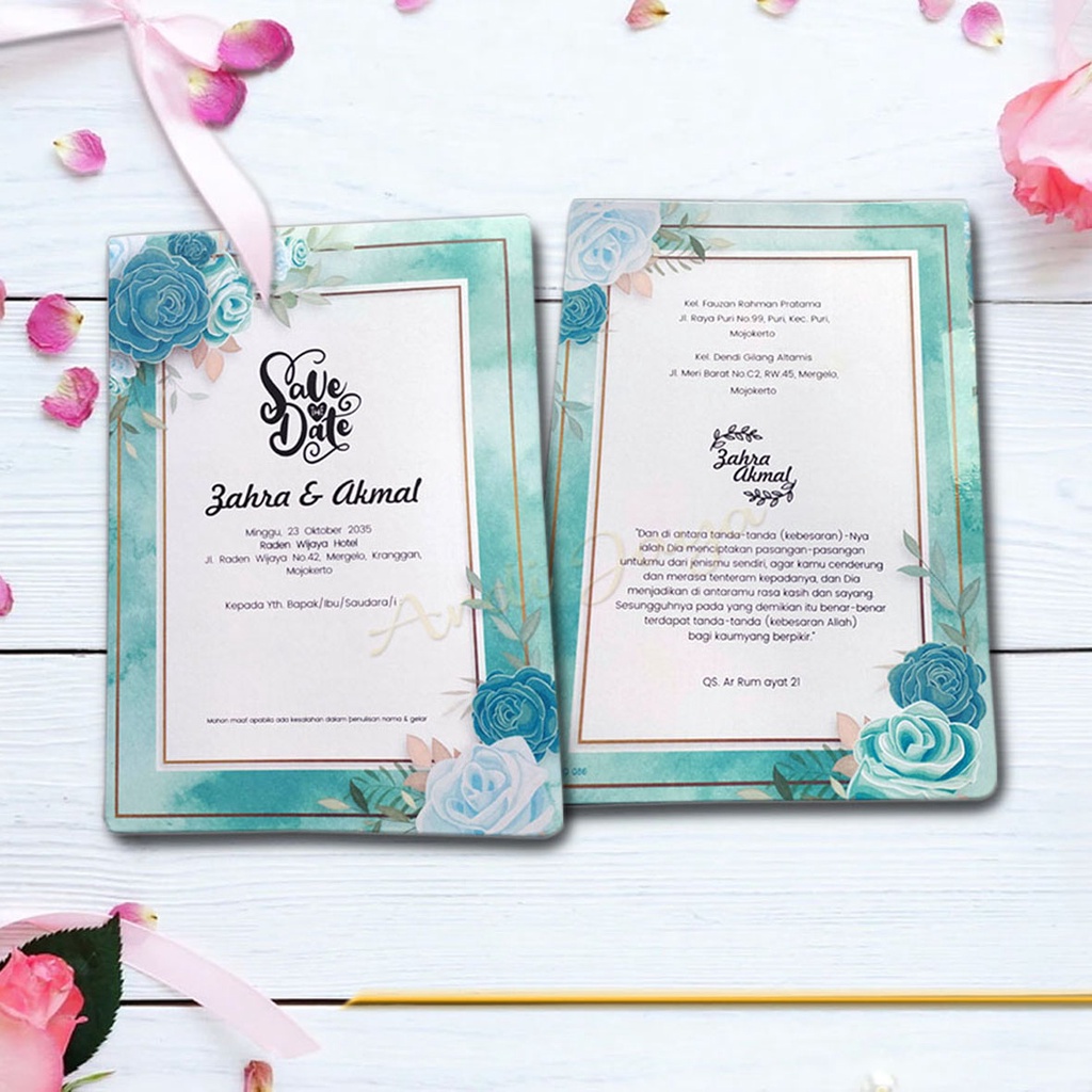 [ Undangan Softcover lipat 2 ] Cetak undangan pernikahan cantik unik elegan I Cetak Undangan Express