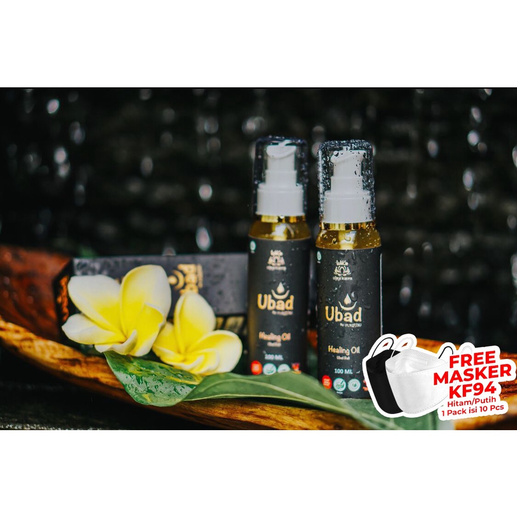 MINYAK BALUR UBAD X PURIFUKU - 100ML ORIGINAL BALI - Healing Oil / Minyak Urut Ubad Membantu Jaga Daya Imunitas Tubuh FREE MASKER KF94 WARNA HITAM/PUTIH 1 Pack isi 10 Pcs