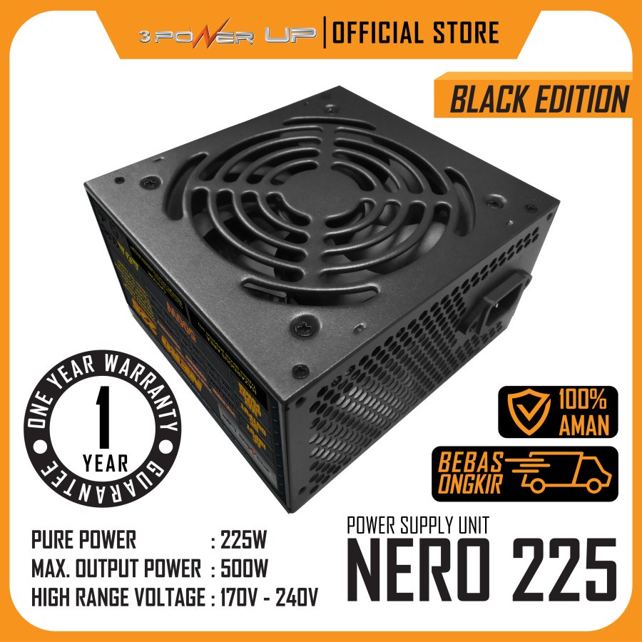 Power Supply ATX 500W PowerUp Nero 225